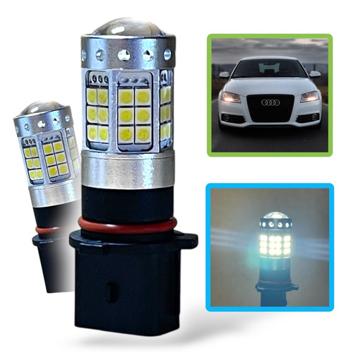 Pair P13W LED DRL Bulbs Canbus 42 SMD 10W Projector Lens 12V/24V Error Free