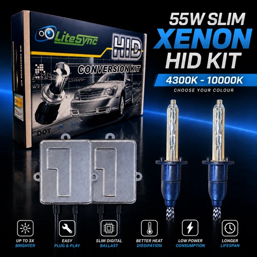 H1 55W Xenon HID Conversion Kit 12V Slim Ballast 4300K-10000K 1yr Warranty