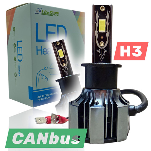 Pair Litesync H3 72w N1 LED Headlight / Fog Light Bulbs – 10000LM, 6000K White, Canbus Error Free