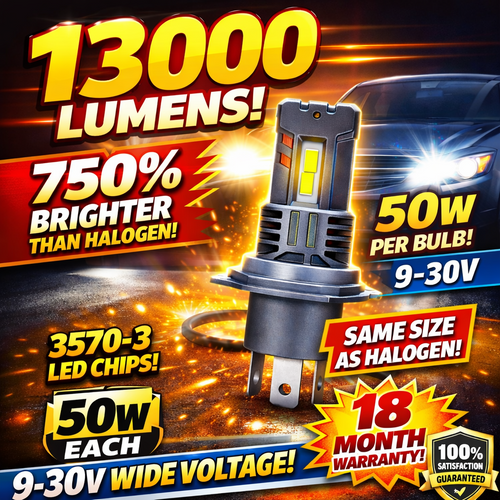 LiteSync V7S H7 H18 LED Headlight Bulbs 12000LM 6000K CanBus 100W 12V Pair