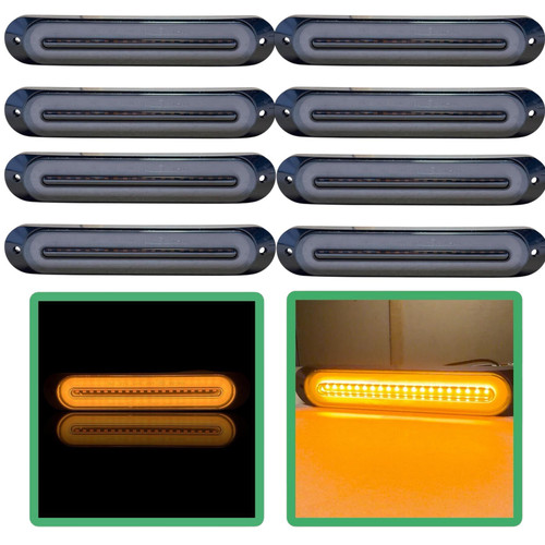 4x LED Marker Strobe Lights White DRL Halo Amber 12V 24V Truck Van Smoked Sync