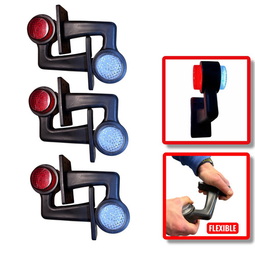 6x LED Side Marker Lights Rubber Elbow Clearance outline Truck Trailer Lorry 12V 24V