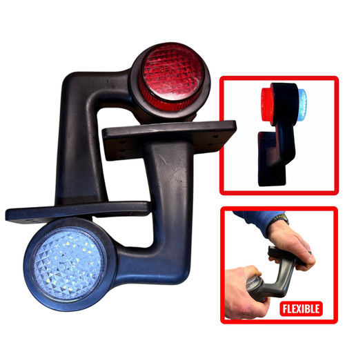 2x LED Side Marker Lights Rubber Elbow Clearance outline Truck Trailer Lorry 12V 24V