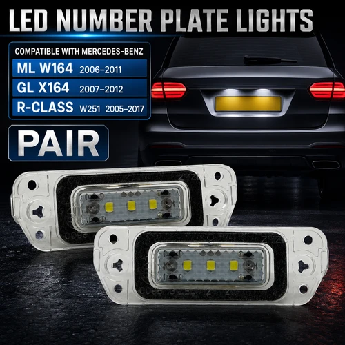 LED Number Plate Lights for Mercedes ML GL R Class W164 X164 W251 – Canbus Error Free 6000K