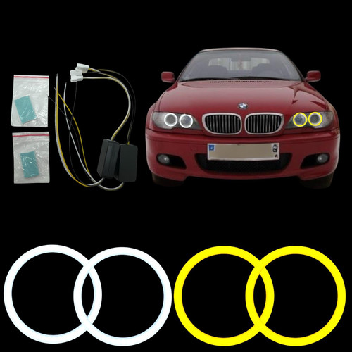 Switchback Halo Ring Cotton Light SMD LED Angel Eyes DRL For BMW E46 2dr Facelift 03-06