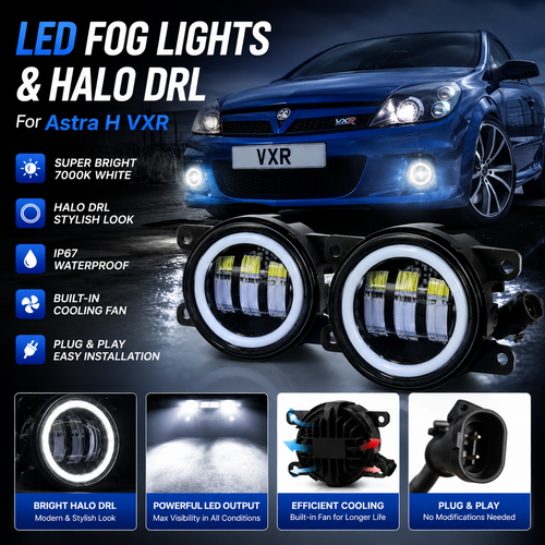 3" 90mm Projector LED Fog Lights White/Yellow Halo H11 Direct Replacement