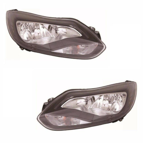 For Ford Focus Mk3 2011+ Zetec &amp; Titanium Headlight Headlamp Black Uk Pair