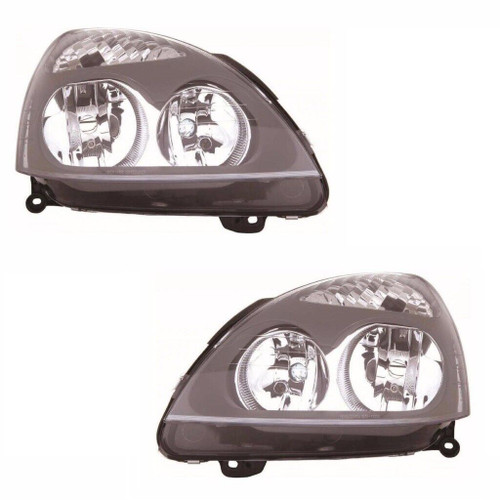 For Renault Clio Mk2 Campus 11/2005-5/2009 Headlights Lamps Grey Pair OS NS