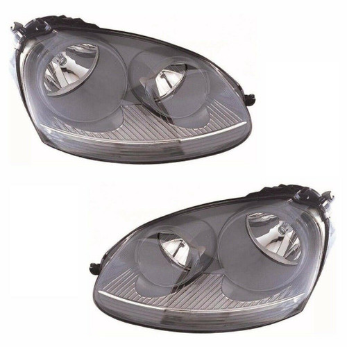 For VW Golf Mk5 Excludes Gti 10/2003-5/2004 Headlights Lamps Grey Pair OS NS