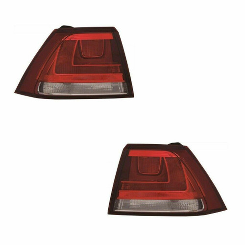For VW Golf Mk7 Hatchback 10/2012-On Red &amp; Clear Rear Lights Lamps Pair OS NS