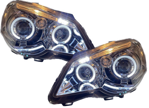 LHD Projector Headlights Pair Angel Eyes Clear Chrome H1 H1 VW Polo 05-09