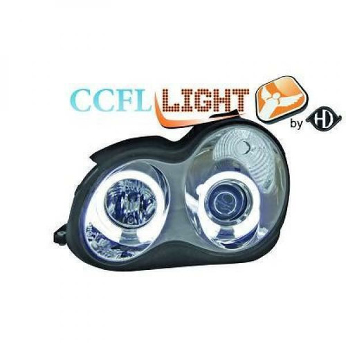 LHD CCFL Projector Headlights Pair Clear Chrome Mercedes-Benz C180-320 W203 00-On