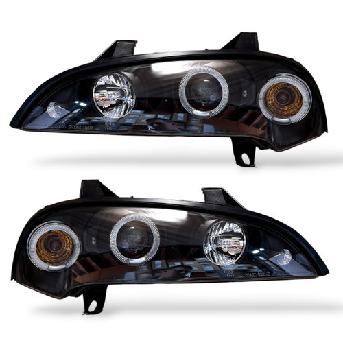 LHD Right Left OS NS CCFL Projector Headlights Pair Clear Black Vauxhall Tigra 94-00