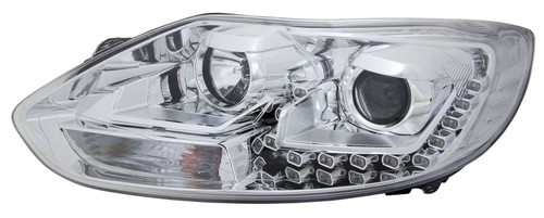 LHD Projector Headlights Lamp Part Chrome LED U DRL For Ford Focus 4/11- On