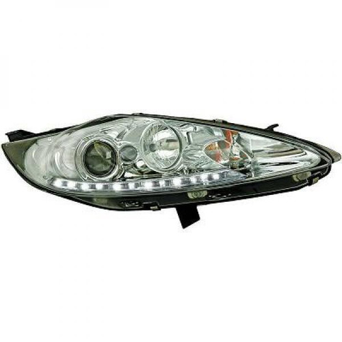 LHD Projector Headlights Pair LED Dragon DRL Lights Clear Chrome Ford Fiesta 08-12