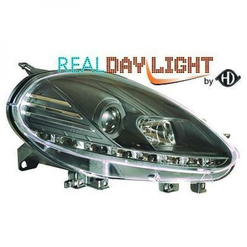 LHD Projector LED DRL Headlights Pair Clear Black Fiat Punto Evo 09-11