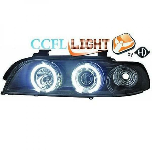 LHD Right Left CCFL Projector Headlights Pair Clear Black BMW 5 Series E39 95-00