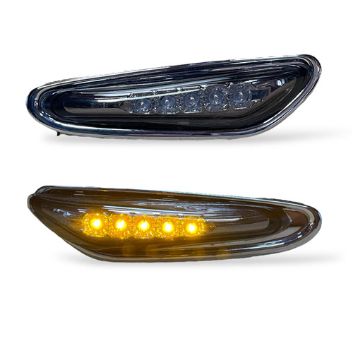 Pair LED Side Repeaters Indicator Part Smoke For BMW E46 Sedan Saloon E60 X3