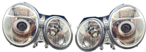 Projector Headlights Lamps LHD Clear Chrome Pair For Mercedes W210 99-02