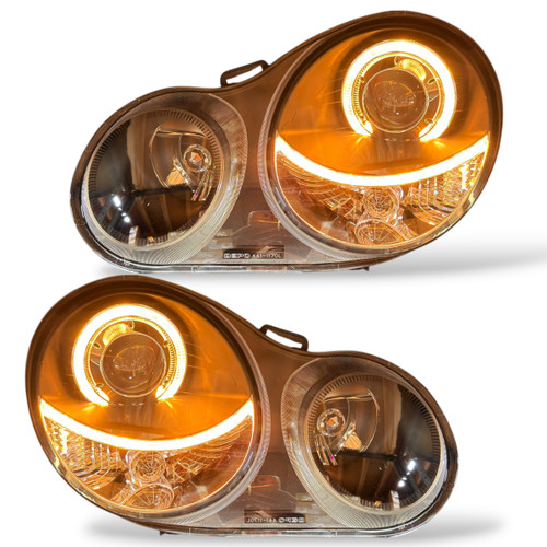 RHD LHD Projector Headlights Pair Angel Eyes Clear Black H7 H7 VW Polo 01-05