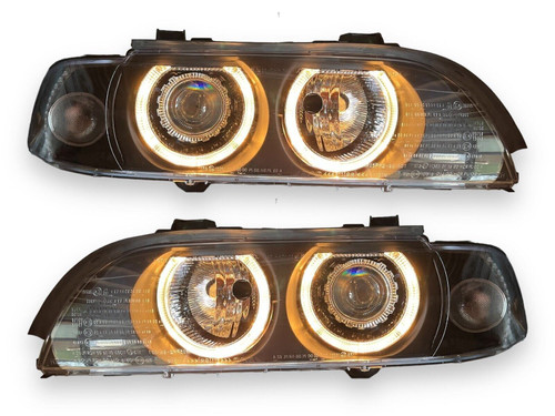 RHD LHD Projector Headlights Pair Angel Eyes Xenon Clear Black BMW E39 95-00