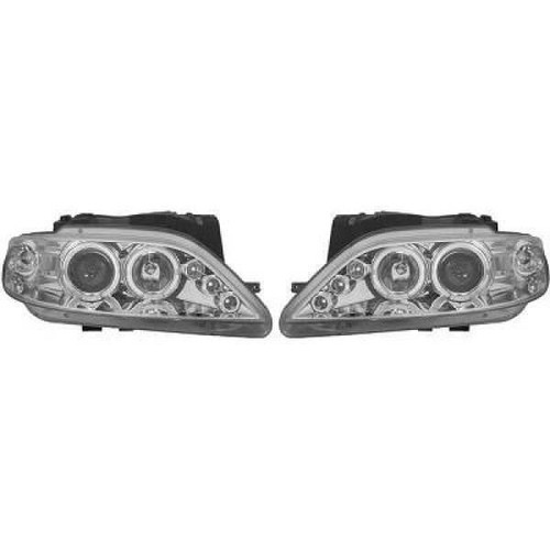 LHD Projector Headlights Pair Angel Eyes Clear Chrome Citroen Xsara 97-00
