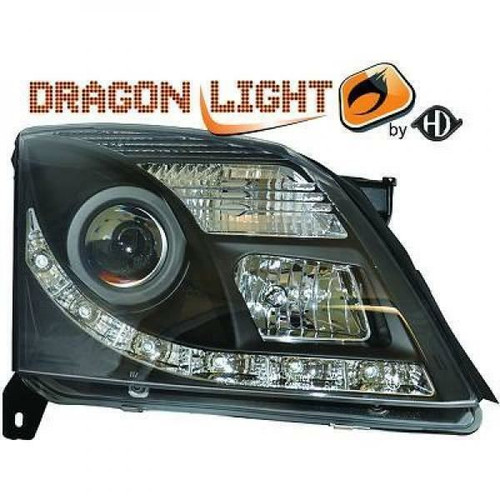 LHD Projector Headlights Pair LED Dragon DRL Lights Clear Black H7 H1 Vauxhall Vectra C