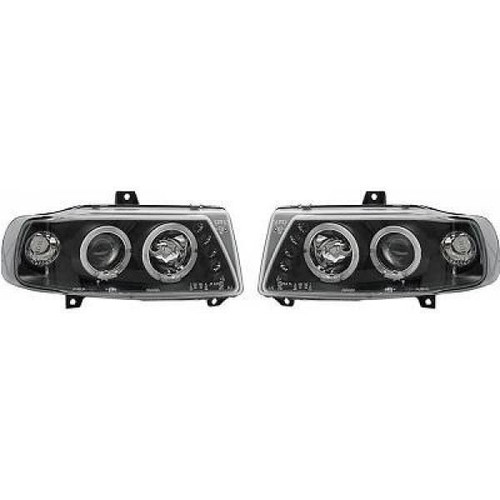 LHD Projector Headlights Pair Angel Eyes Clear Black Seat Ibiza Cordoba 96-99