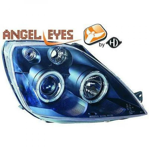 LHD Projector Headlights Headlamp Pair Angel Eyes Clear Black Ford Fiesta 02-05