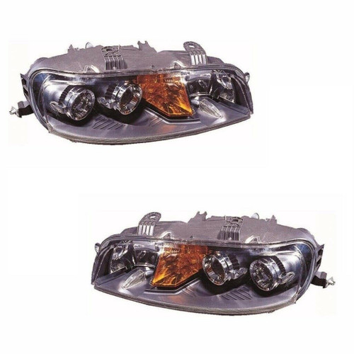 For Fiat Punto Mk2 8/2001-8/2003 Headlights Headlamps Black 1 Pair O/S &amp; N/S