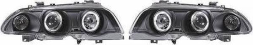 LHD Projector Headlights Pair Angel Eyes Clear Black H1 BMW 3 Series E46 1998-2001