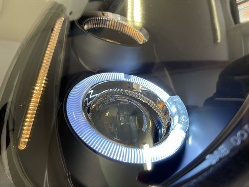 LHD Projector Headlights Pair Angel Eyes Clear Black H1 H1 VW New Beetle 98-05