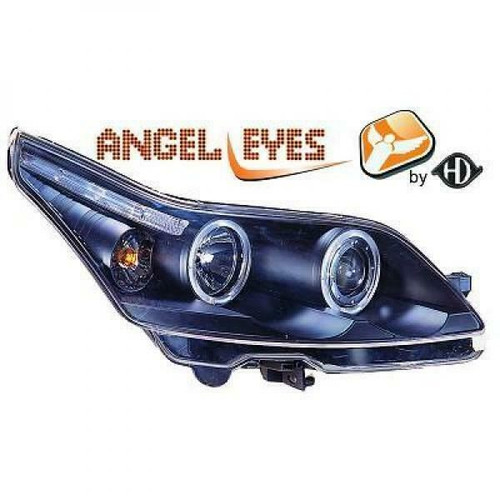 LHD Projector Headlights Pair Angel Eyes Clear Black Citroen C4 3 5 Door 04-09