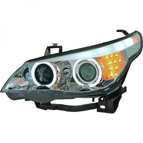 LHD Projector Headlights Pair Angel Eyes Clear Chrome BMW 5 Series E60 61 03-07