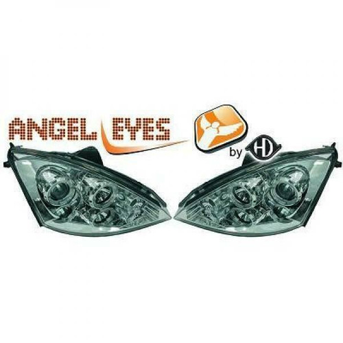 LHD Projector Headlights Headlamp Pair Angel Eyes Clear Chrome Ford Focus 98-04