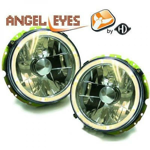 LHD Projector Headlights Pair Angel Eyes Clear Chrome H4 VW Golf I 17 155 74-93