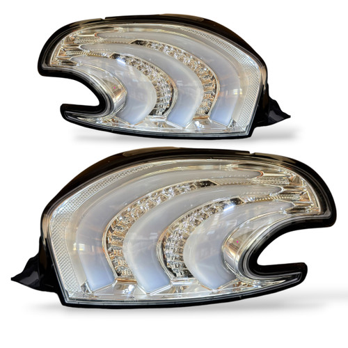 For Peugeot 208 2012-2015 Full LED Rear Tail Lights Pair Clear Chrome Lightbar E-Marked