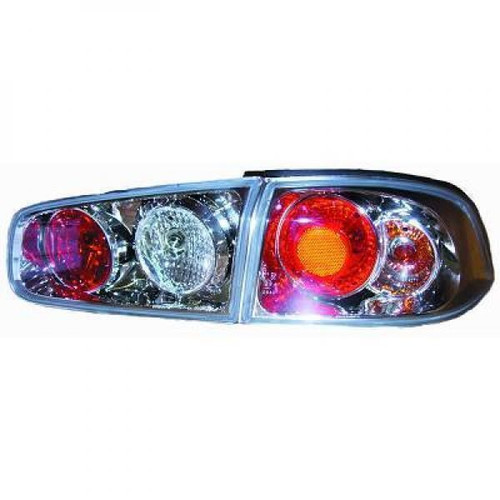 Back Rear Tail Lights Pair Set Clear Chrome Renault Laguna Saloon 01-05