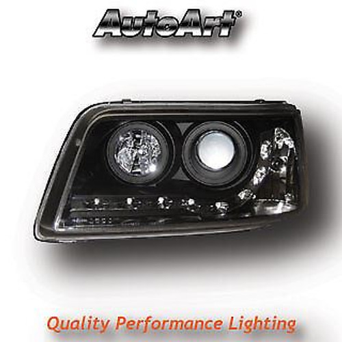 Black DRL LED Projector Headlights For VW Caravelle Transporter T5 Pre-Facelift