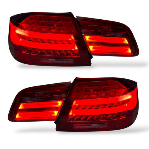 Back Rear Tail Lights Pair Set LED Clear Red Grey for BMW E92 06-09