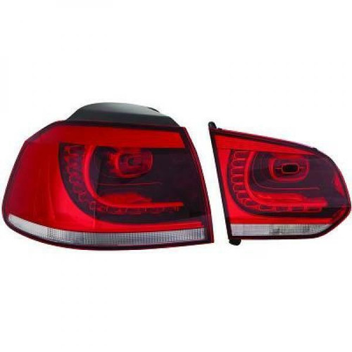 Back Rear Tail Lights Pair Set LED Clear Red White VW Golf VI 08-12