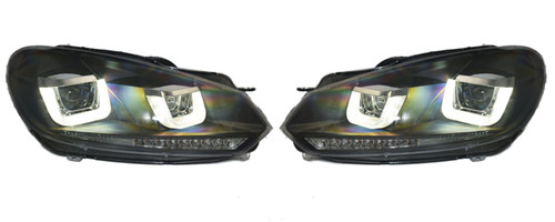 RHD LED DRL Projector Headlights Lighting Lamp For VW Golf 6 VI Black dynamic