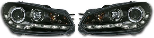 For VW Golf Mk6 09+ Black LED DRL Projector Headlights Lighting Lamp Spare Part