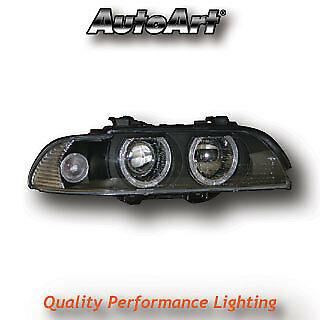 Black Angel Eye Projector Headlights For BMW 5-Series E39 95-00Pre-Facelift Only