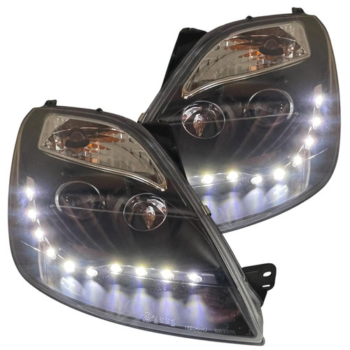 Black DRL Devil Eye Headlights Lighting Lamp For Ford Fiesta Mk 6 02-07