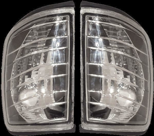 Front Indicators Clear Black Crystal-Look Pair For Mercedes W124 85-96 - On