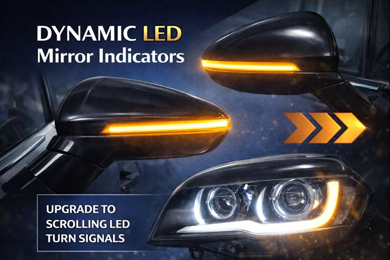 Dynamic side repeaters and mirror indicators