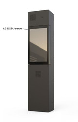 A sleek 22-inch LG XE1 outdoor display kiosk featuring a 1500-nit high-brightness panel for clear visibility.