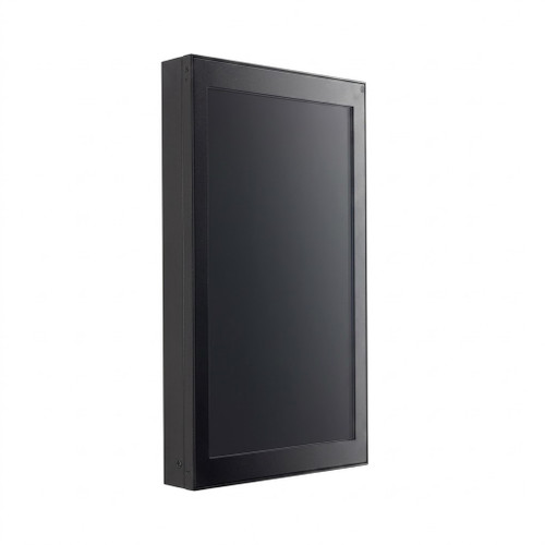 A 22-inch LG XE1 outdoor digital signage display in a black, IP56-rated protective enclosure for 24/7 use.