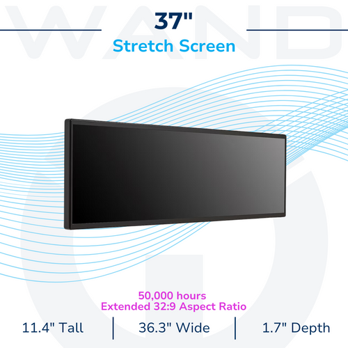 37 inch LG Ultra Stretch smart screen with 50,000 hour lifespan and 32:9 aspect ratio for digital signage.